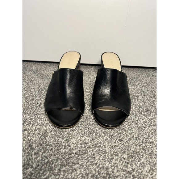 Cole Haan Daina Stacked Chunky Heel Mules Open Toes Leather Casual Modern Size 7 - Picture 2 of 12